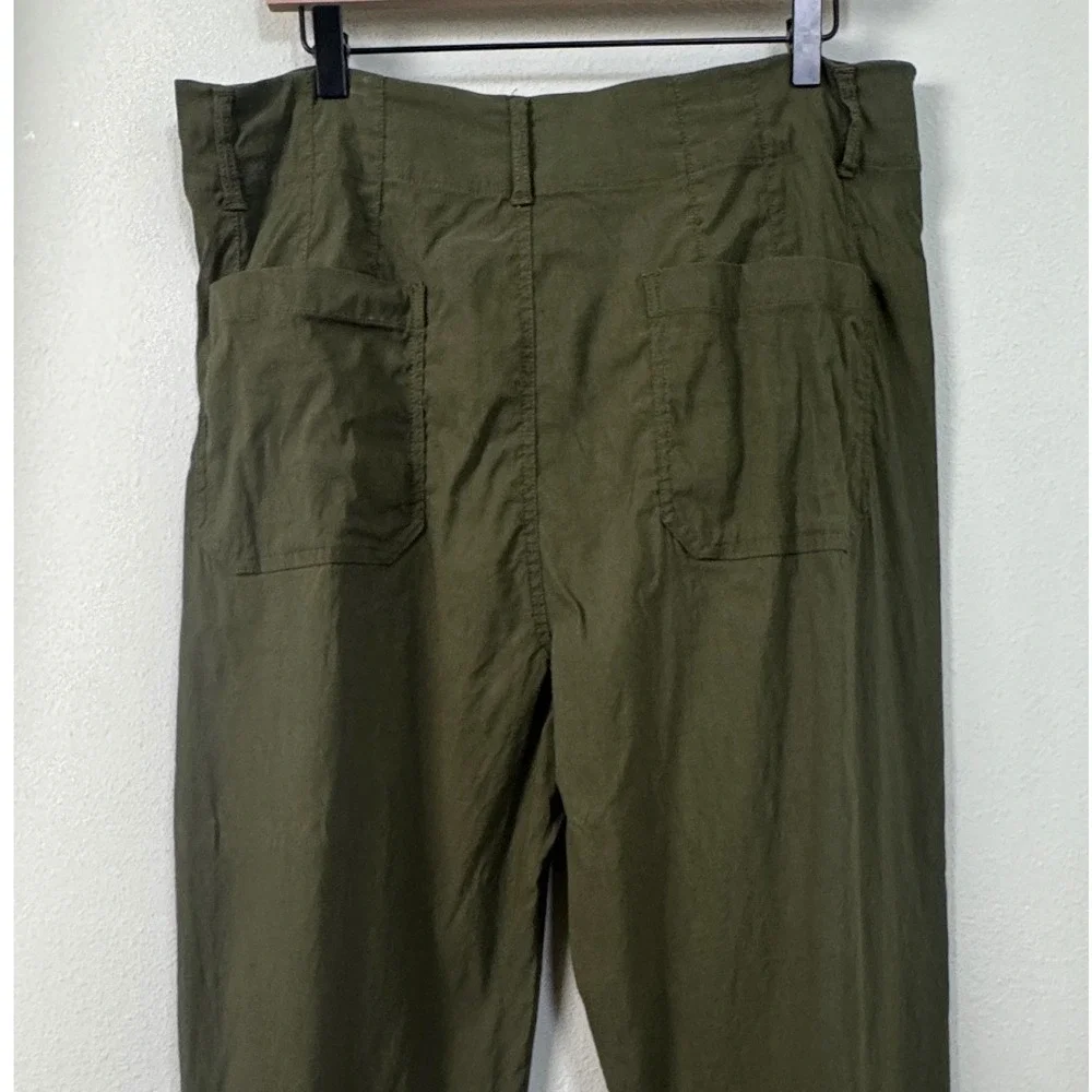 Maeve Anthropologie The Colette Wide Leg Pants Green Linen Blend Size 34T Tall - Picture 6 of 10